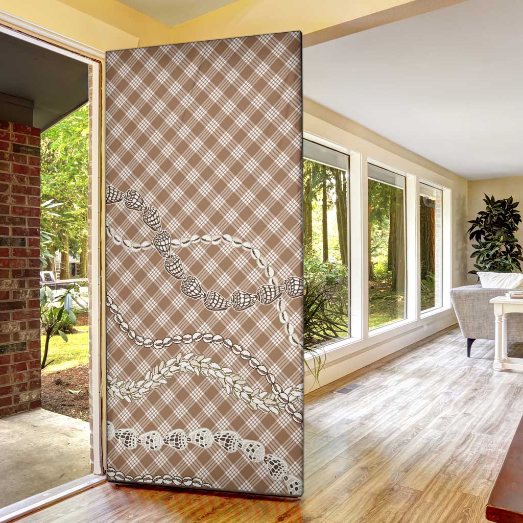 Brown Aloha Hawaii Shell Lei Door Cover Palaka Hebrew Cone Honey Cowrie Elegant Curves - Polynesian Pride