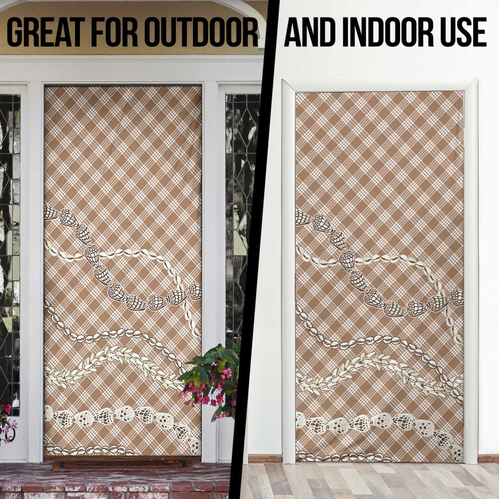 Brown Aloha Hawaii Shell Lei Door Cover Palaka Hebrew Cone Honey Cowrie Elegant Curves - Polynesian Pride