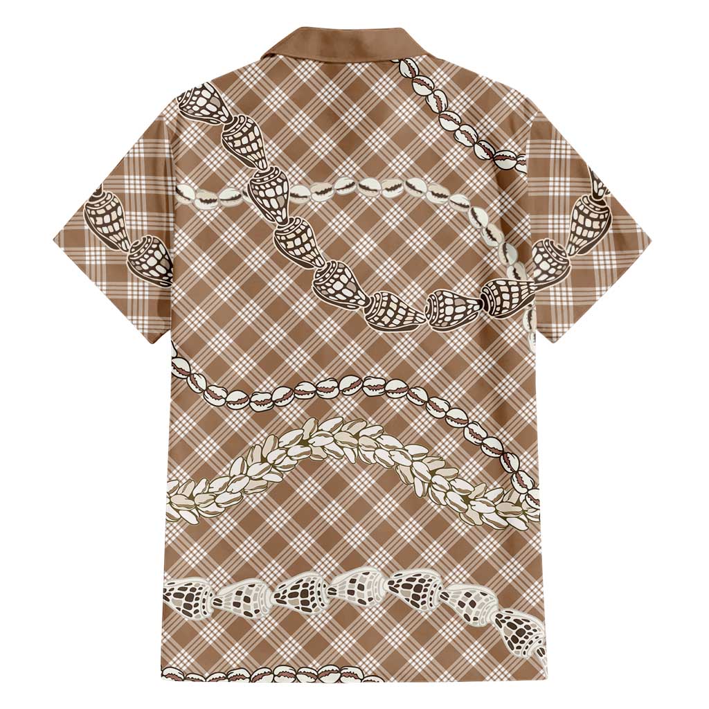 Brown Aloha Hawaii Shell Lei Family Matching Puletasi and Hawaiian Shirt Palaka Hebrew Cone Honey Cowrie Elegant Curves LT14 - Polynesian Pride