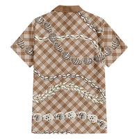 Brown Aloha Hawaii Shell Lei Family Matching Short Sleeve Bodycon Dress and Hawaiian Shirt Palaka Hebrew Cone Honey Cowrie Elegant Curves LT14 - Polynesian Pride
