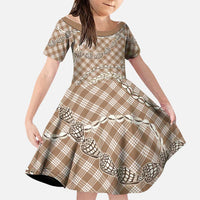 Brown Aloha Hawaii Shell Lei Family Matching Tank Maxi Dress and Hawaiian Shirt Palaka Hebrew Cone Honey Cowrie Elegant Curves LT14 Daughter's Dress Brown - Polynesian Pride
