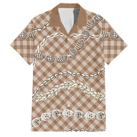Brown Aloha Hawaii Shell Lei Family Matching Tank Maxi Dress and Hawaiian Shirt Palaka Hebrew Cone Honey Cowrie Elegant Curves LT14 Dad's Shirt - Short Sleeve Brown - Polynesian Pride