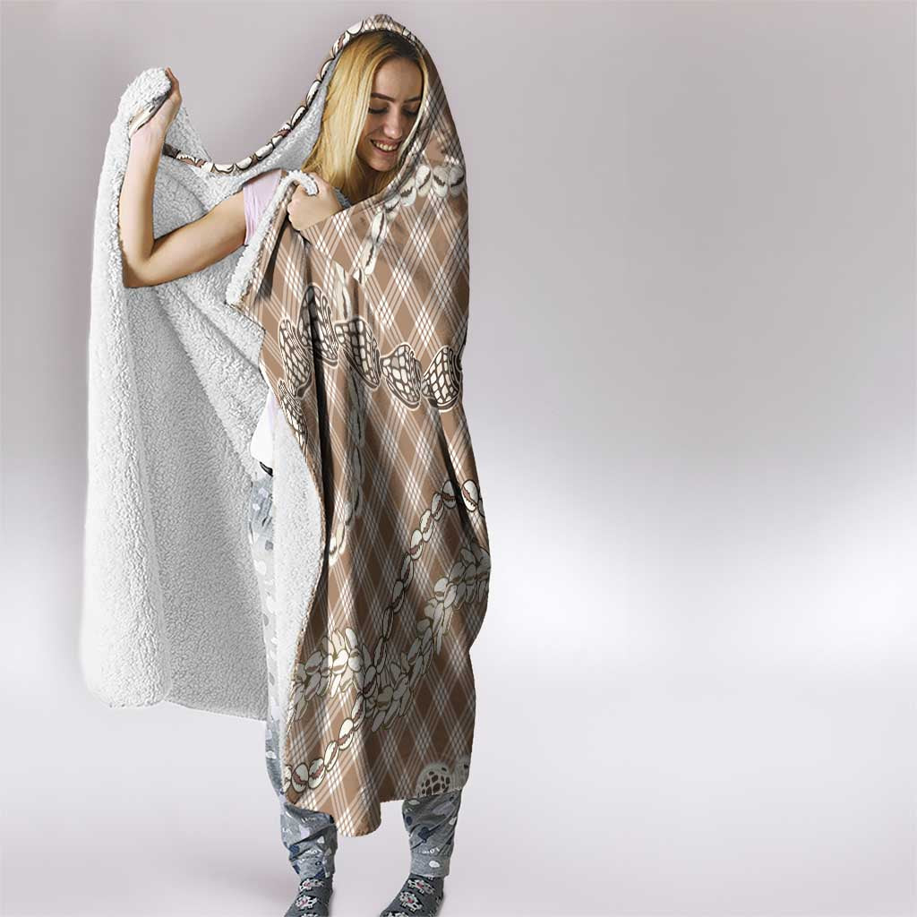 Brown Aloha Hawaii Shell Lei Hooded Blanket Palaka Hebrew Cone Honey Cowrie Elegant Curves - Polynesian Pride