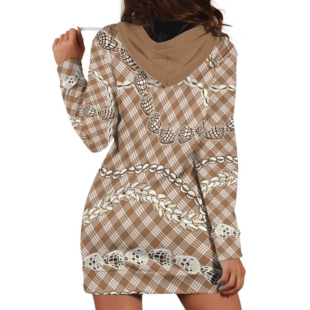 Brown Aloha Hawaii Shell Lei Hoodie Dress Palaka Hebrew Cone Honey Cowrie Elegant Curves LT14 - Polynesian Pride