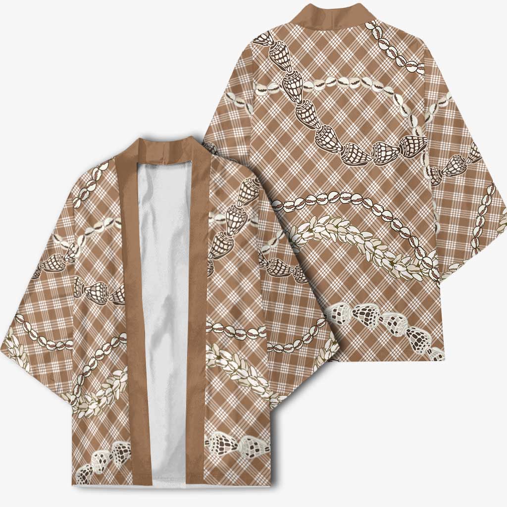 Brown Aloha Hawaii Shell Lei Kimono Palaka Hebrew Cone Honey Cowrie Elegant Curves - Polynesian Pride