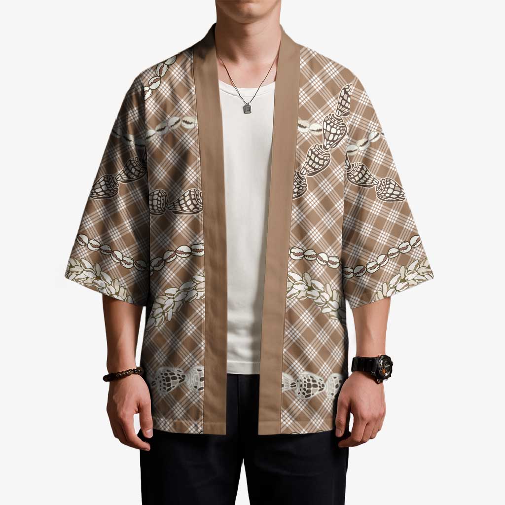 Brown Aloha Hawaii Shell Lei Kimono Palaka Hebrew Cone Honey Cowrie Elegant Curves - Polynesian Pride