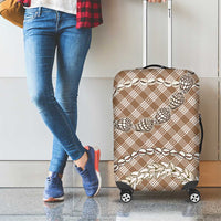 Brown Aloha Hawaii Shell Lei Luggage Cover Palaka Hebrew Cone Honey Cowrie Elegant Curves - Polynesian Pride