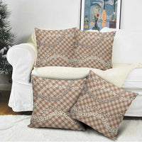 Brown Aloha Hawaii Shell Lei Pillow Cover Palaka Hebrew Cone Honey Cowrie Elegant Curves - Polynesian Pride
