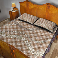 Brown Aloha Hawaii Shell Lei Quilt Bed Set Palaka Hebrew Cone Honey Cowrie Elegant Curves - Polynesian Pride