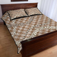 Brown Aloha Hawaii Shell Lei Quilt Bed Set Palaka Hebrew Cone Honey Cowrie Elegant Curves - Polynesian Pride