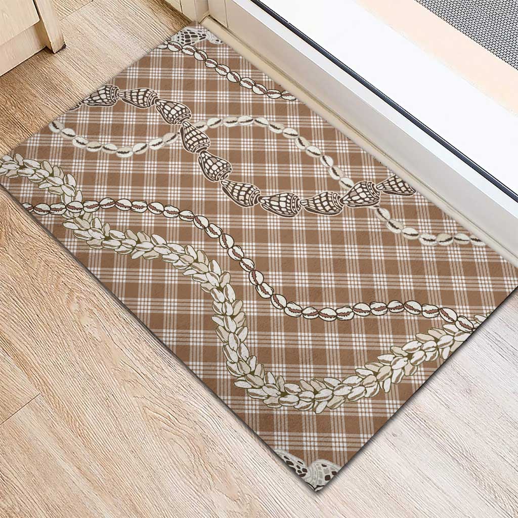 Brown Aloha Hawaii Shell Lei Rubber Doormat Palaka Hebrew Cone Honey Cowrie Elegant Curves - Polynesian Pride