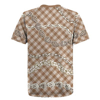 Brown Aloha Hawaii Shell Lei Rugby Jersey Palaka Hebrew Cone Honey Cowrie Elegant Curves - Polynesian Pride