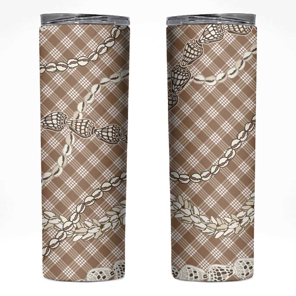 Brown Aloha Hawaii Shell Lei Skinny Tumbler Palaka Hebrew Cone Honey Cowrie Elegant Curves LT14 Brown - Polynesian Pride