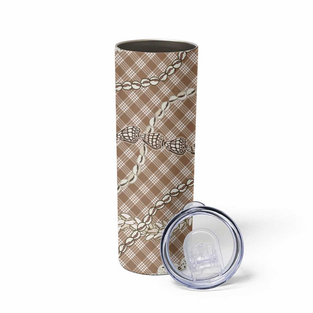 Brown Aloha Hawaii Shell Lei Skinny Tumbler Palaka Hebrew Cone Honey Cowrie Elegant Curves LT14 - Polynesian Pride