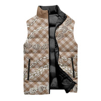 Brown Aloha Hawaii Shell Lei Sleeveless Puffer Jacket Palaka Hebrew Cone Honey Cowrie Elegant Curves - Polynesian Pride