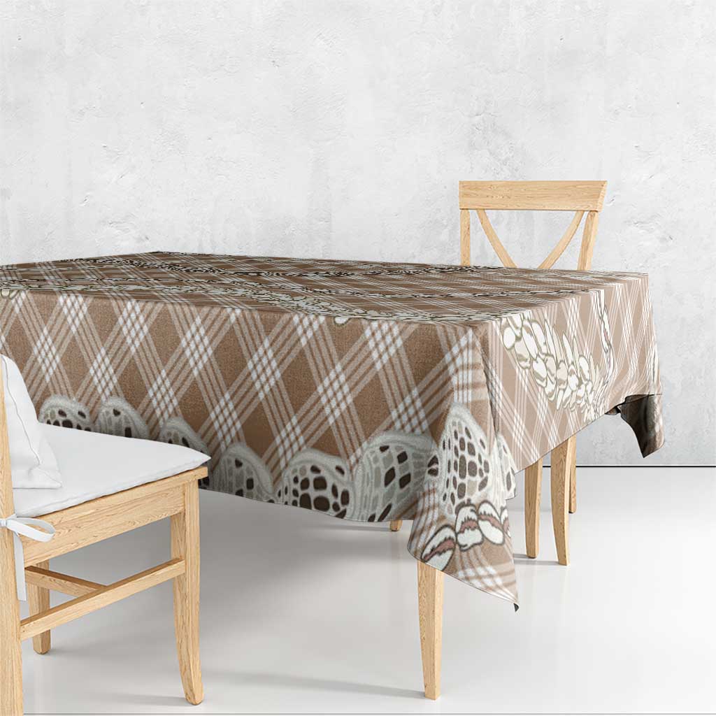Brown Aloha Hawaii Shell Lei Tablecloth Palaka Hebrew Cone Honey Cowrie Elegant Curves - Polynesian Pride