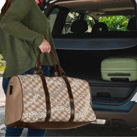 Brown Aloha Hawaii Shell Lei Travel Bag Palaka Hebrew Cone Honey Cowrie Elegant Curves - Polynesian Pride