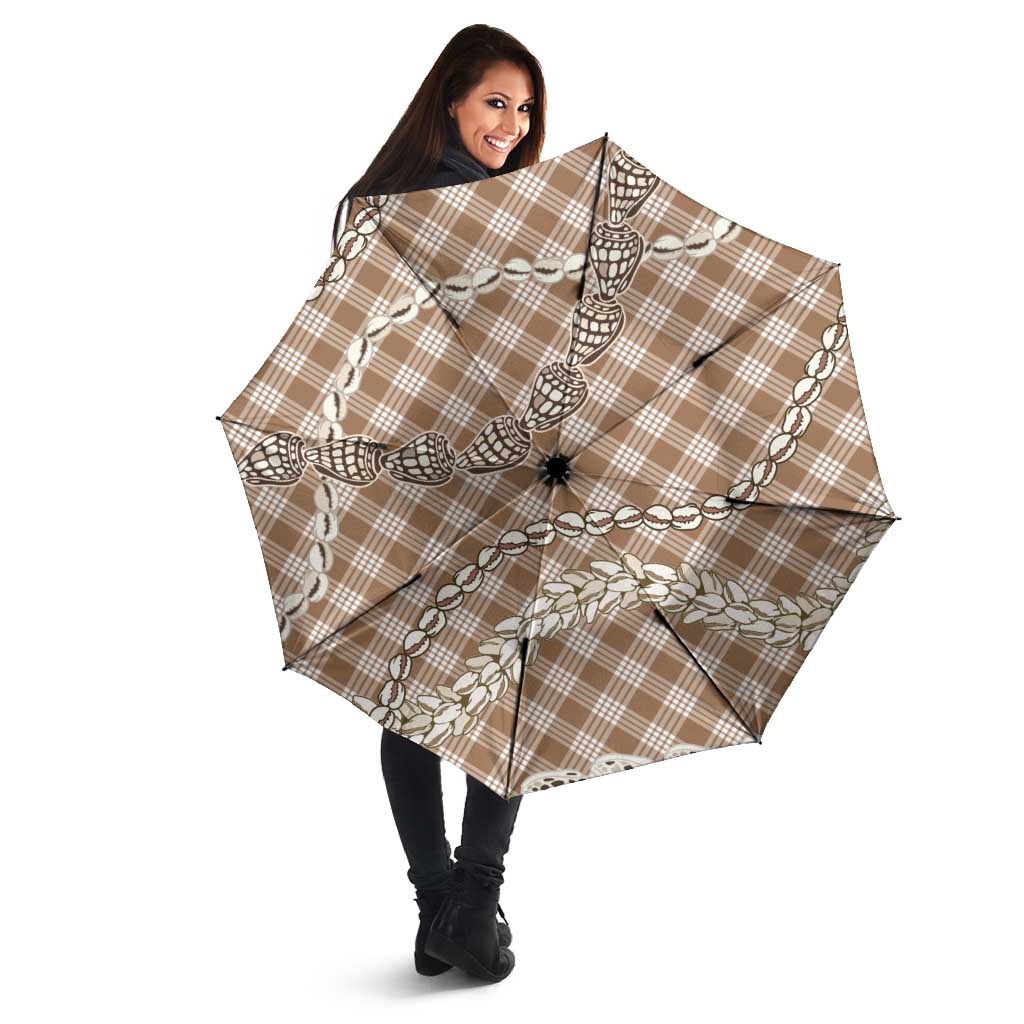 Brown Aloha Hawaii Shell Lei Umbrella Palaka Hebrew Cone Honey Cowrie Elegant Curves - Polynesian Pride