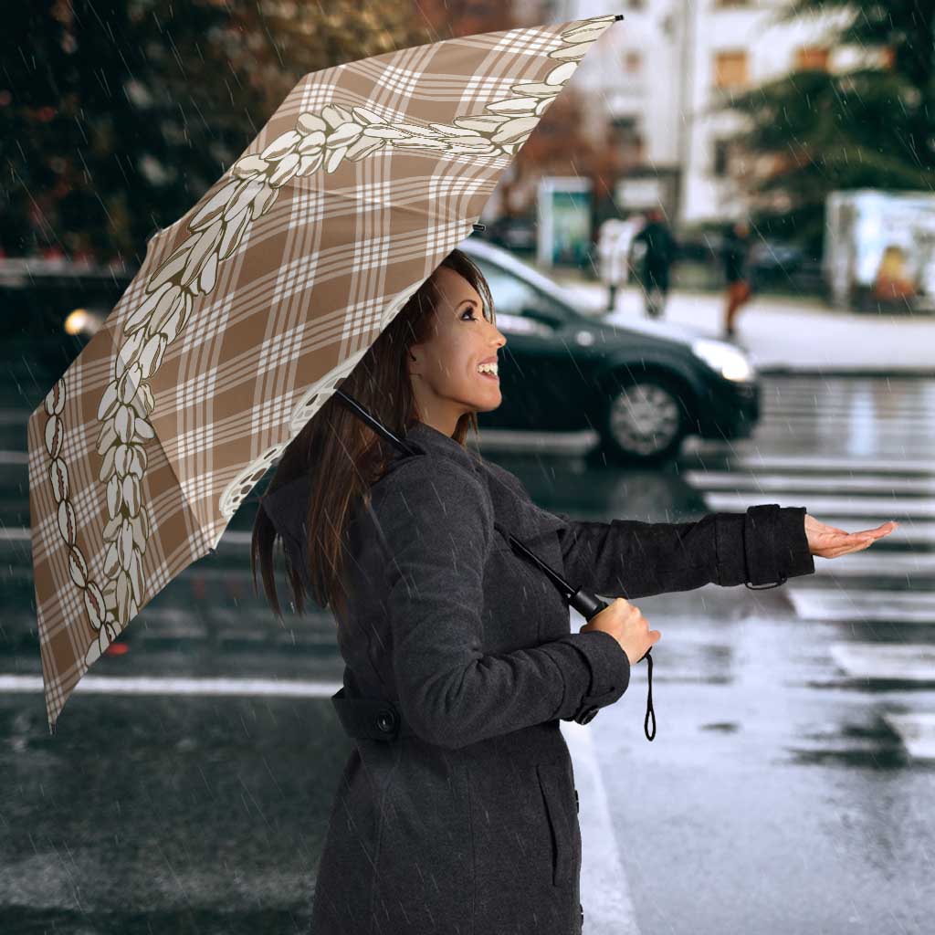 Brown Aloha Hawaii Shell Lei Umbrella Palaka Hebrew Cone Honey Cowrie Elegant Curves - Polynesian Pride