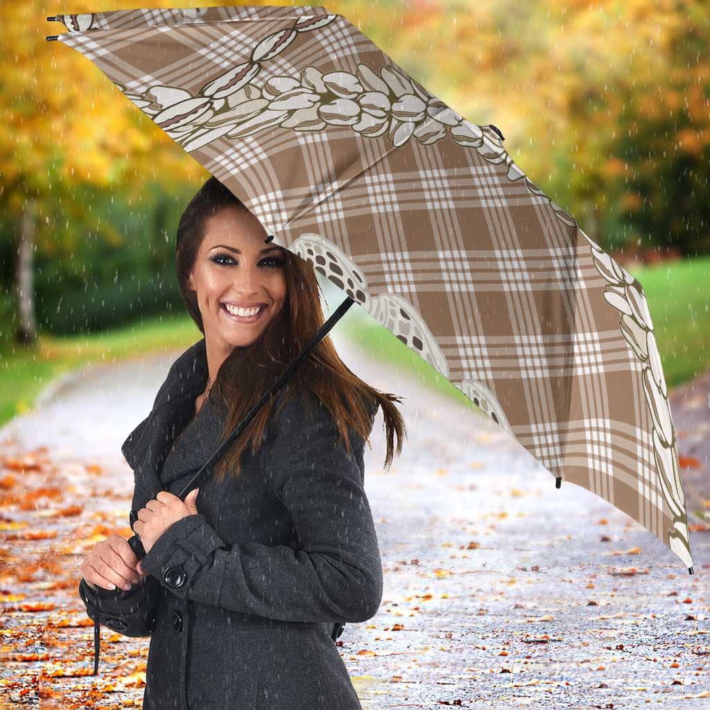 Brown Aloha Hawaii Shell Lei Umbrella Palaka Hebrew Cone Honey Cowrie Elegant Curves - Polynesian Pride