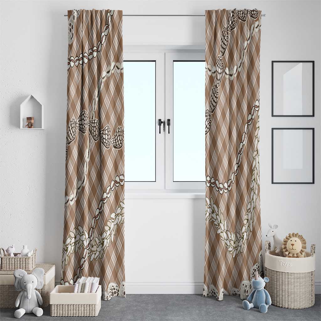 Brown Aloha Hawaii Shell Lei Window Curtain Palaka Hebrew Cone Honey Cowrie Elegant Curves - Polynesian Pride