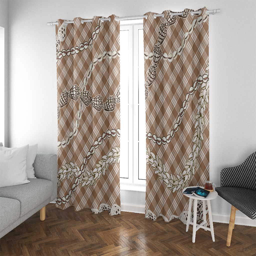 Brown Aloha Hawaii Shell Lei Window Curtain Palaka Hebrew Cone Honey Cowrie Elegant Curves - Polynesian Pride