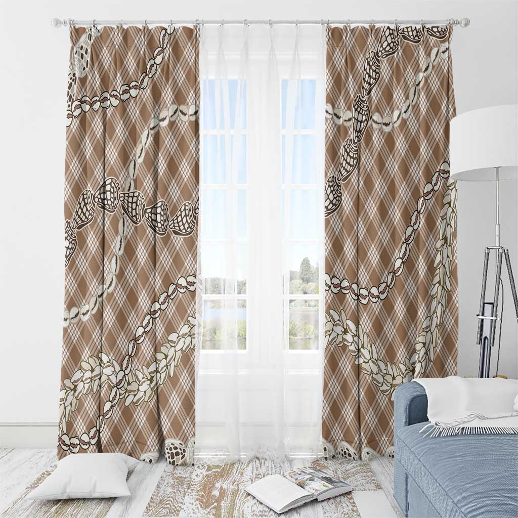 Brown Aloha Hawaii Shell Lei Window Curtain Palaka Hebrew Cone Honey Cowrie Elegant Curves - Polynesian Pride