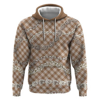 Brown Aloha Hawaii Shell Lei Zip Hoodie Palaka Hebrew Cone Honey Cowrie Elegant Curves - Polynesian Pride