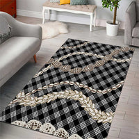 Black Aloha Hawaii Shell Lei Area Rug Palaka Hebrew Cone Honey Cowrie Elegant Curves LT14 - Polynesian Pride
