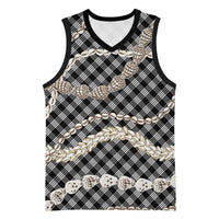 Black Aloha Hawaii Shell Lei Basketball Jersey Palaka Hebrew Cone Honey Cowrie Elegant Curves LT14 Unisex Black - Polynesian Pride