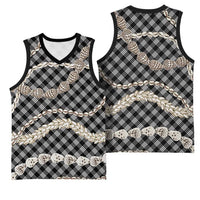 Black Aloha Hawaii Shell Lei Basketball Jersey Palaka Hebrew Cone Honey Cowrie Elegant Curves LT14 - Polynesian Pride