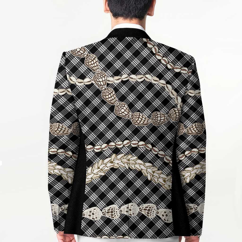 Black Aloha Hawaii Shell Lei Blazer Palaka Hebrew Cone Honey Cowrie Elegant Curves - Polynesian Pride