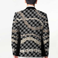Black Aloha Hawaii Shell Lei Blazer Palaka Hebrew Cone Honey Cowrie Elegant Curves - Polynesian Pride