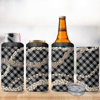 Black Aloha Hawaii Shell Lei 4 in 1 Can Cooler Tumbler Palaka Hebrew Cone Honey Cowrie Elegant Curves - Polynesian Pride