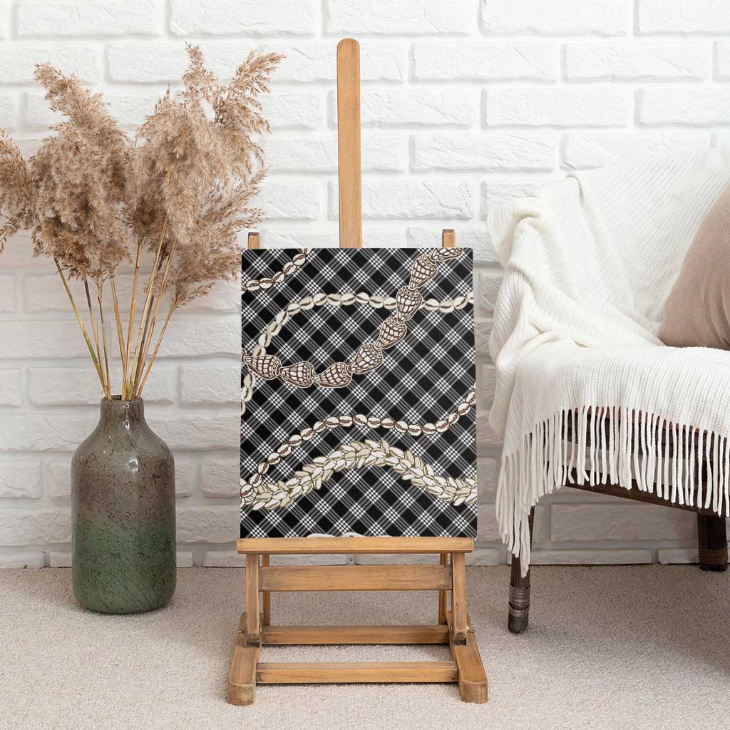 Black Aloha Hawaii Shell Lei Canvas Wall Art Palaka Hebrew Cone Honey Cowrie Elegant Curves - Polynesian Pride