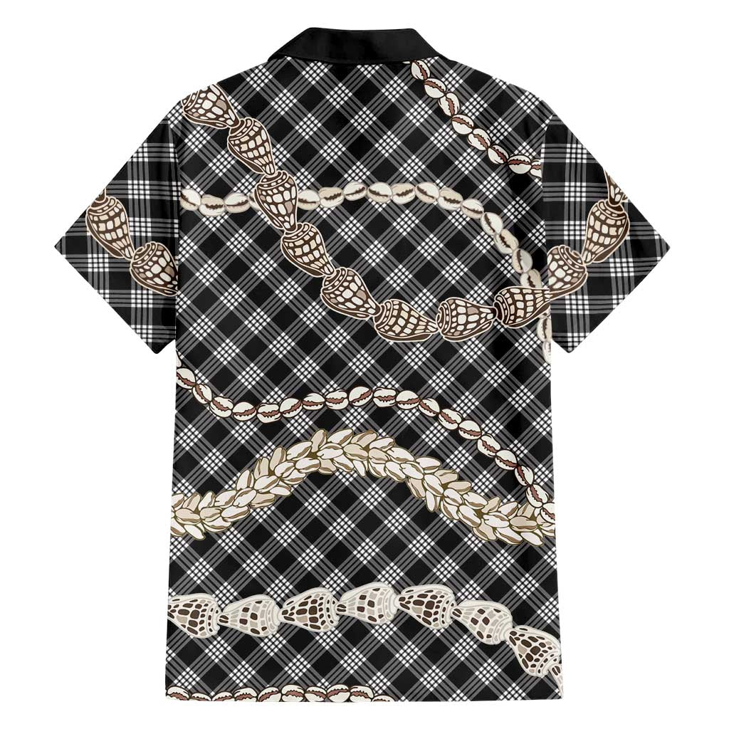 Black Aloha Hawaii Shell Lei Family Matching Mermaid Dress and Hawaiian Shirt Palaka Hebrew Cone Honey Cowrie Elegant Curves LT14 - Polynesian Pride