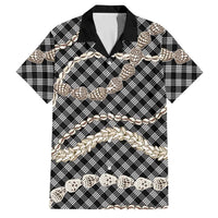 Black Aloha Hawaii Shell Lei Family Matching Off Shoulder Short Dress and Hawaiian Shirt Palaka Hebrew Cone Honey Cowrie Elegant Curves LT14 Dad's Shirt - Short Sleeve Black - Polynesian Pride