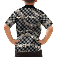 Black Aloha Hawaii Shell Lei Family Matching Summer Maxi Dress and Hawaiian Shirt Palaka Hebrew Cone Honey Cowrie Elegant Curves LT14 - Polynesian Pride