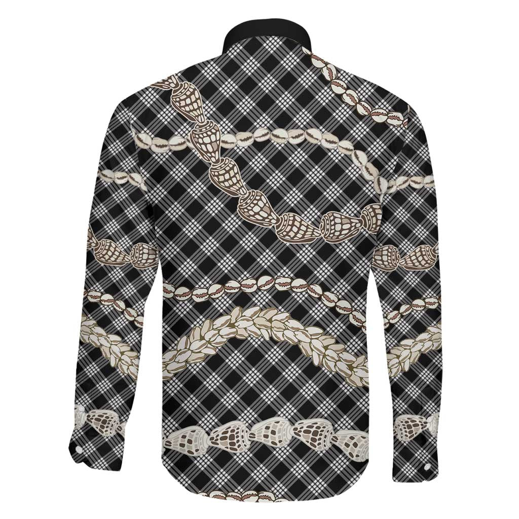 Black Aloha Hawaii Shell Lei Family Matching Tank Maxi Dress and Hawaiian Shirt Palaka Hebrew Cone Honey Cowrie Elegant Curves LT14 - Polynesian Pride