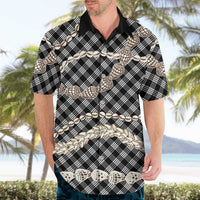 Black Aloha Hawaii Shell Lei Hawaiian Shirt Palaka Hebrew Cone Honey Cowrie Elegant Curves - Polynesian Pride