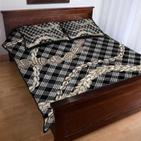 Black Aloha Hawaii Shell Lei Quilt Bed Set Palaka Hebrew Cone Honey Cowrie Elegant Curves LT14 - Polynesian Pride