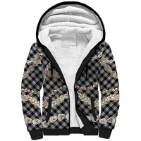 Black Aloha Hawaii Shell Lei Sherpa Hoodie Palaka Hebrew Cone Honey Cowrie Elegant Curves - Polynesian Pride