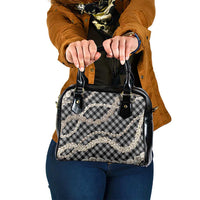 Black Aloha Hawaii Shell Lei Shoulder Handbag Palaka Hebrew Cone Honey Cowrie Elegant Curves - Polynesian Pride