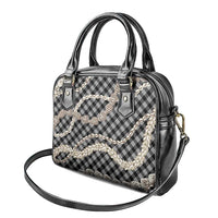 Black Aloha Hawaii Shell Lei Shoulder Handbag Palaka Hebrew Cone Honey Cowrie Elegant Curves - Polynesian Pride
