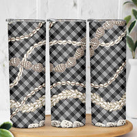 Black Aloha Hawaii Shell Lei Skinny Tumbler Palaka Hebrew Cone Honey Cowrie Elegant Curves LT14 - Polynesian Pride