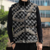 Black Aloha Hawaii Shell Lei Sleeveless Puffer Jacket Palaka Hebrew Cone Honey Cowrie Elegant Curves - Polynesian Pride