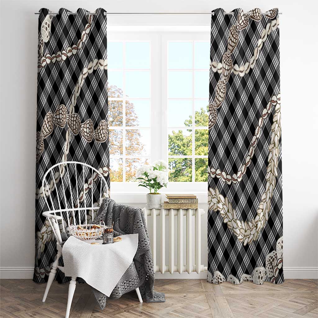 Black Aloha Hawaii Shell Lei Window Curtain Palaka Hebrew Cone Honey Cowrie Elegant Curves - Polynesian Pride