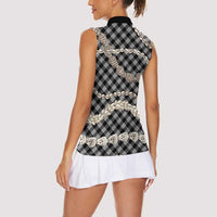 Black Aloha Hawaii Shell Lei Women Sleeveless Polo Shirt Palaka Hebrew Cone Honey Cowrie Elegant Curves LT14 - Polynesian Pride