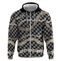 Black Aloha Hawaii Shell Lei Zip Hoodie Palaka Hebrew Cone Honey Cowrie Elegant Curves LT14 Zip Hoodie Black - Polynesian Pride
