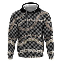 Black Aloha Hawaii Shell Lei Zip Hoodie Palaka Hebrew Cone Honey Cowrie Elegant Curves LT14 Pullover Hoodie Black - Polynesian Pride